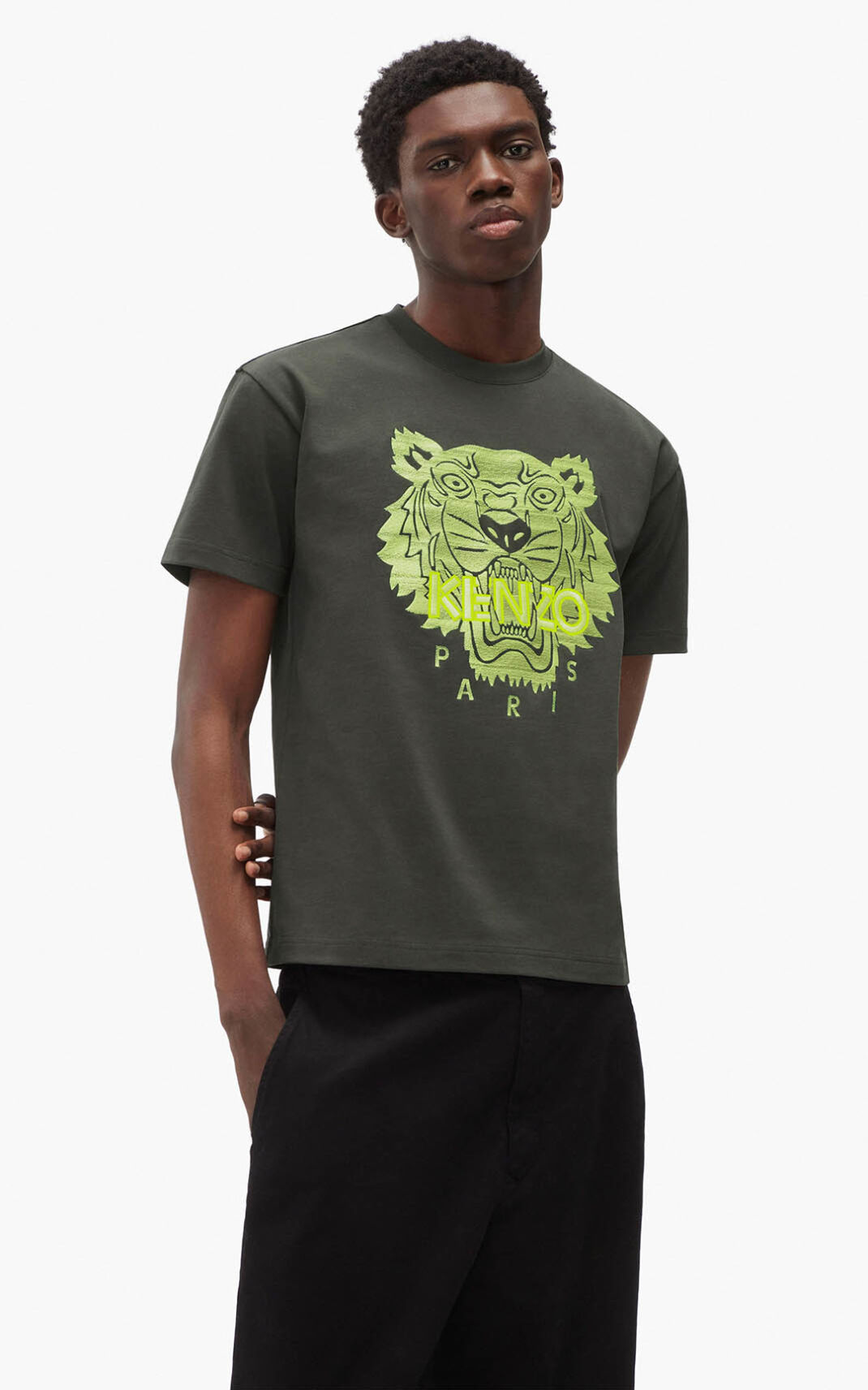 Camisetas Kenzo Tiger loose fitting Hombre Kaki Oscuro - SKU.4388615